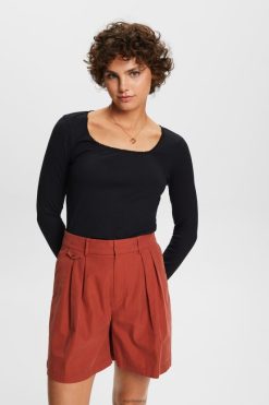 Esprit Women Ribbed long sleeve top Black Long Sleeve D2B4J488