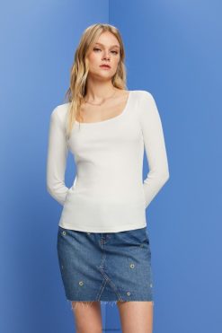 Esprit Women Ribbed long sleeve top Off White Long Sleeve D2B4J489