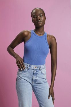 Esprit Women Ribbed tank top Grey Blue Tank D2B4J4284