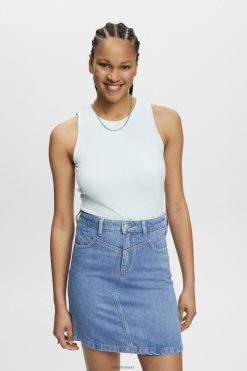 Esprit Women Ribbed tank top Light Aqua Green Tank D2B4J4303