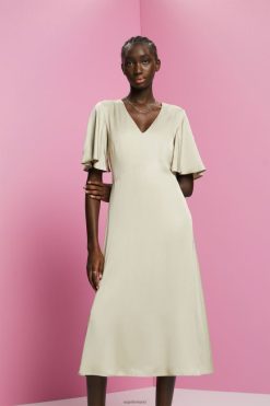 Esprit Women Satin midi dress Dusty Green Dresses D2B4J455