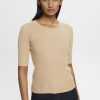 Esprit Women Short-sleeved ribbed sweater Sand Sweaters D2B4J4318