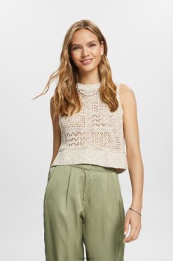 Esprit Women Sleeveless jumper Sand Sweaters D2B4J47