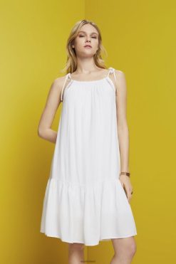 Esprit Women Strappy dress with smock, TENCEL White Dresses D2B4J4203