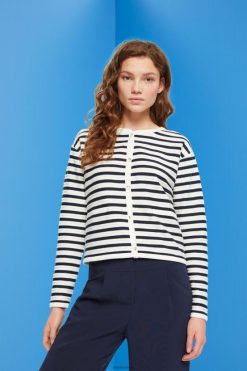 Esprit Women Striped cardigan Navy Sweaters D2B4J4448