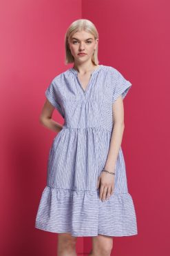 Esprit Women Striped dress, 100% cotton Bright Blue Dresses D2B4J471