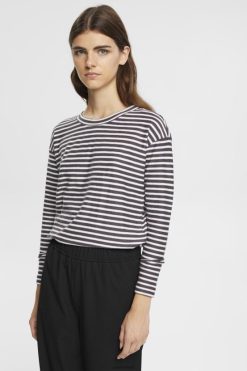 Esprit Women Striped long sleeve, 100% cotton Anthracite Long Sleeve D2B4J4250
