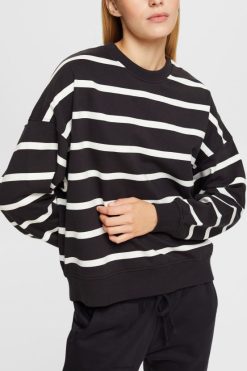 Esprit Women Striped sweatshirt Black Sweatshirts & Hoodies D2B4J4521