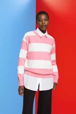 Esprit Women Striped sweatshirt Pink Sweatshirts & Hoodies D2B4J4402