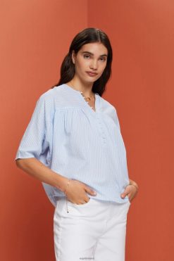 Esprit Women Textured short-sleeve blouse Light Blue Blouses D2B4J4118