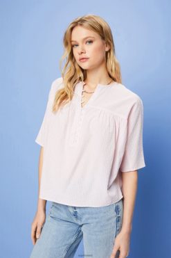 Esprit Women Textured short-sleeve blouse Light Pink Blouses D2B4J4117